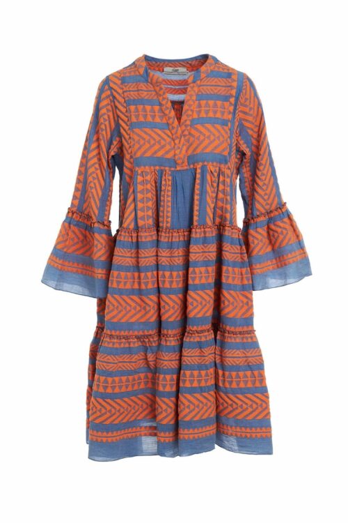 devotion twins ella dress orange blue midi