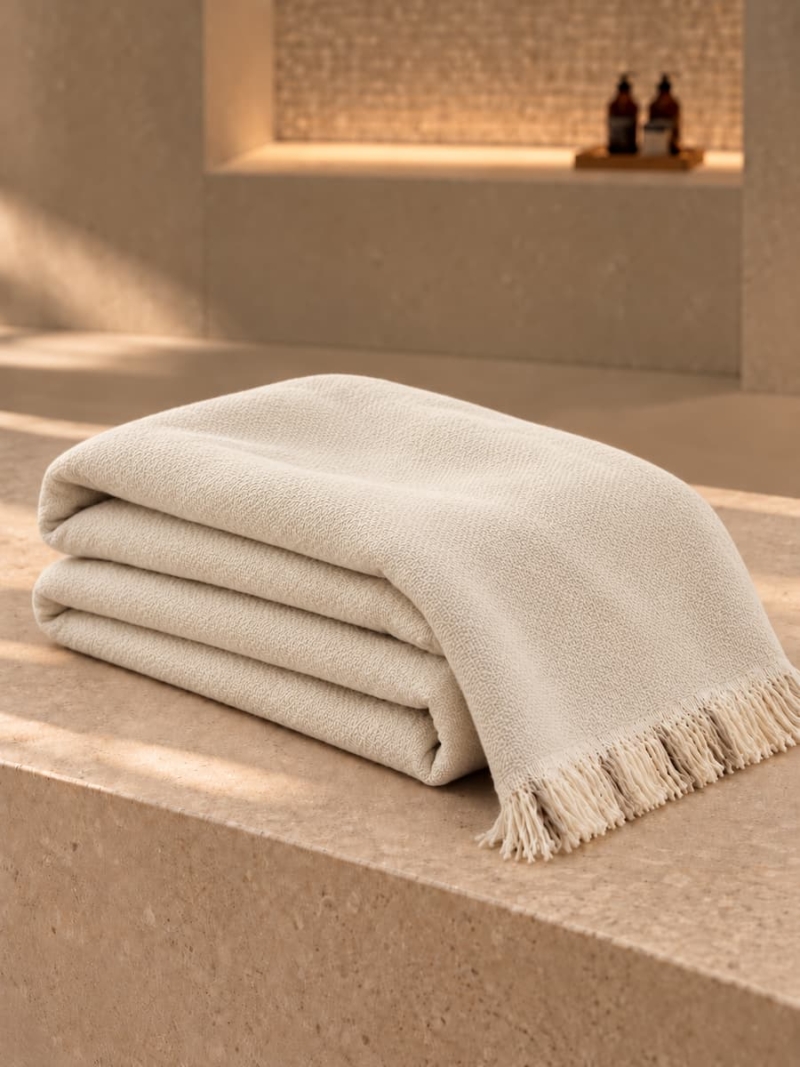 fouta blanket beige cotton