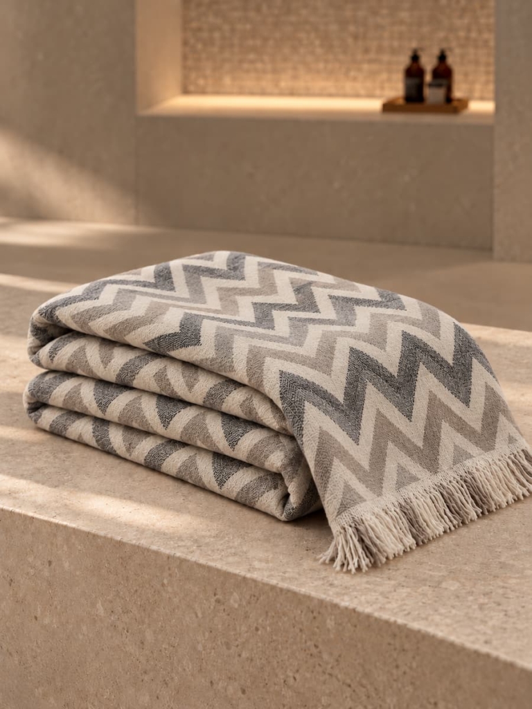 fouta blanket beige waves