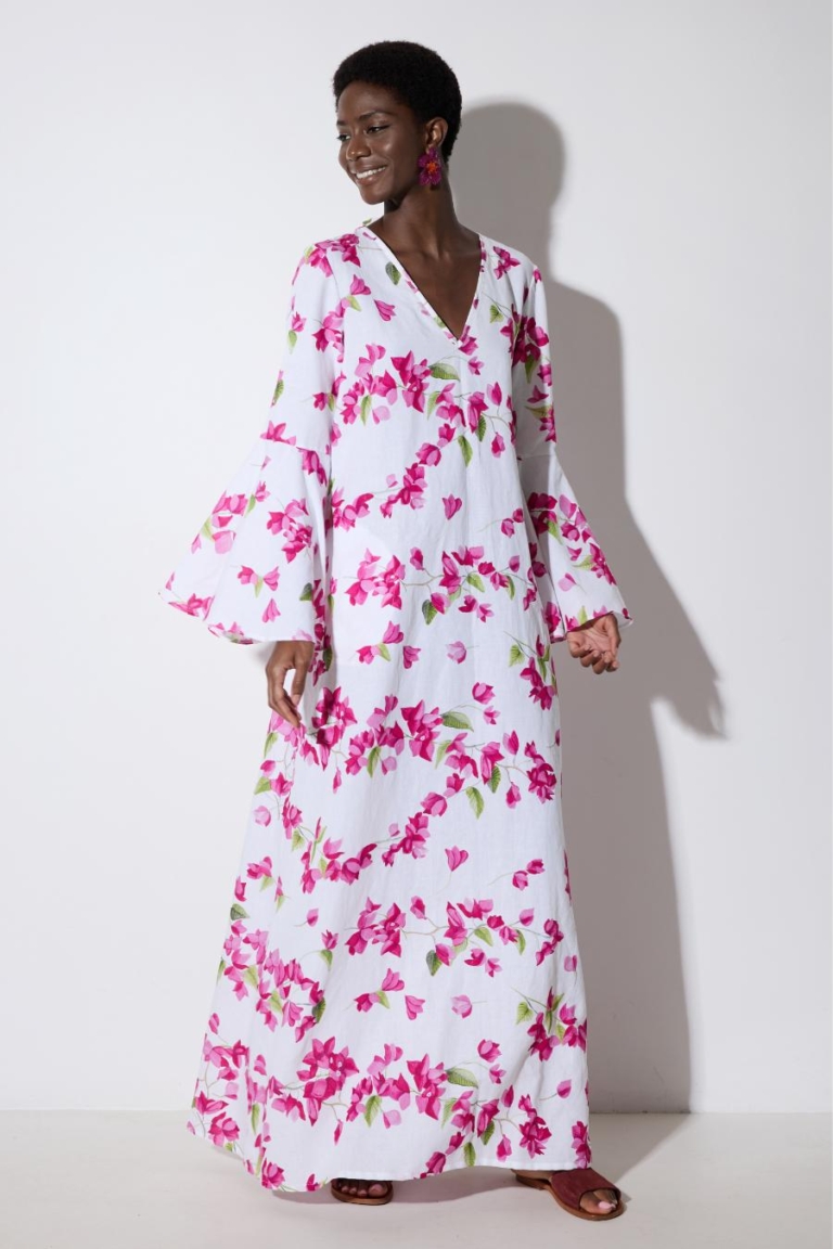 Bougainvillea Volant Dress Fuchia by Yiorgos Koulasidis