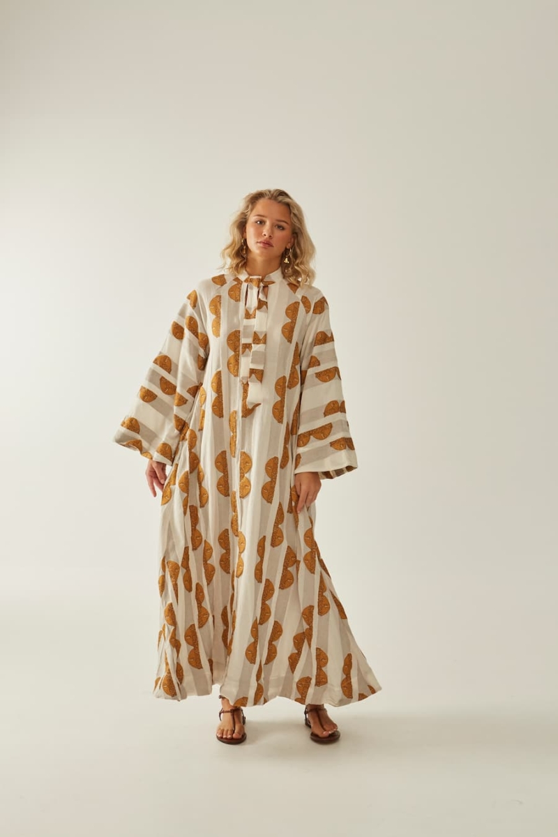 Antheris Greece Amforeas dress ecru bronze