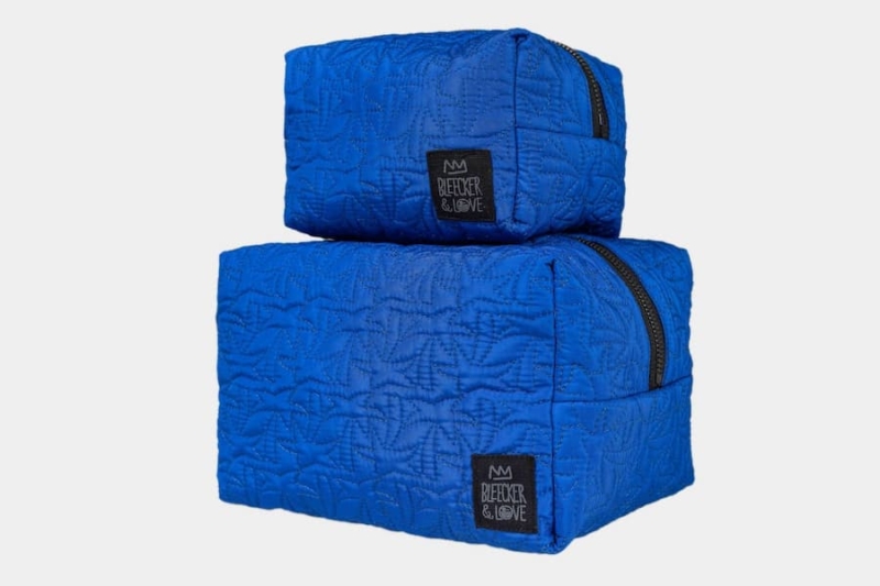 bleecker & love palm tree blue pouch