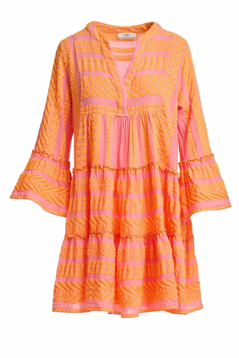 Devotion Twins Dress Neon Orange Pink Short