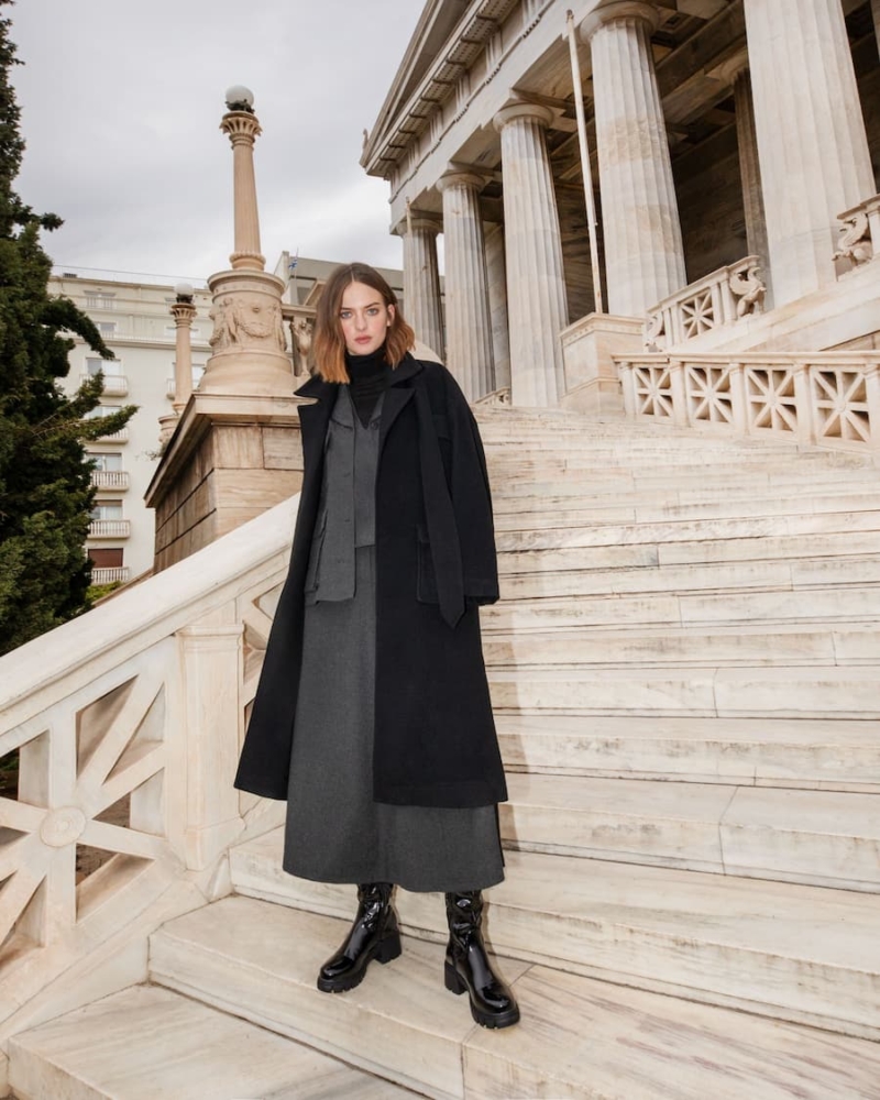 Devotion Twins Oversized Coat With belt Black