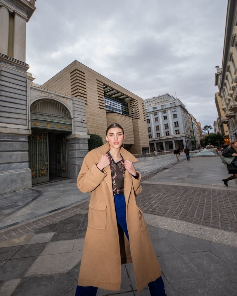 Devotion Twins Oversized Coat With belt Camel