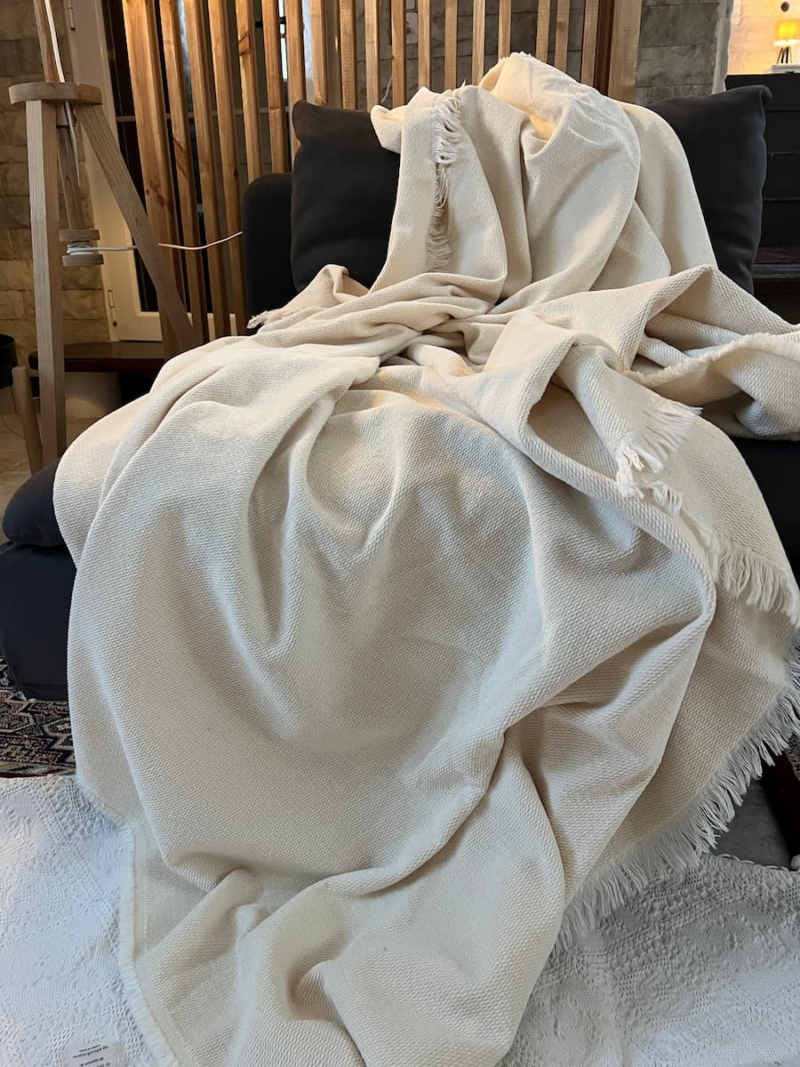 Fouta Blanket Beige Cotton