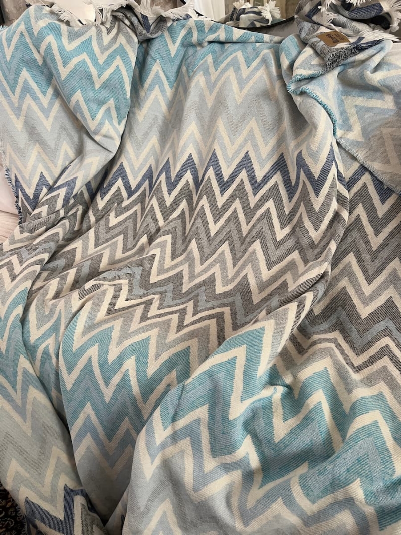 Fouta Blanket Blue Waves