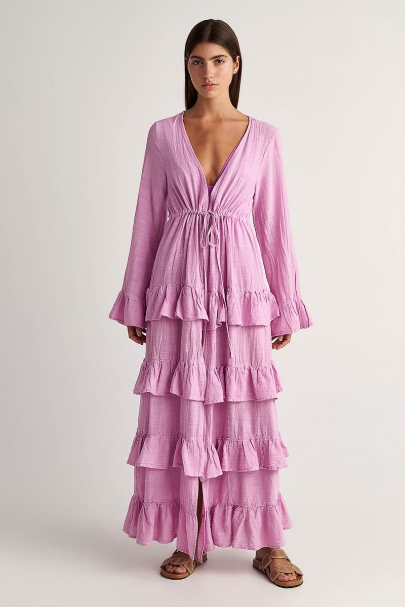 Pearl and Caviar gauze Kimono dress