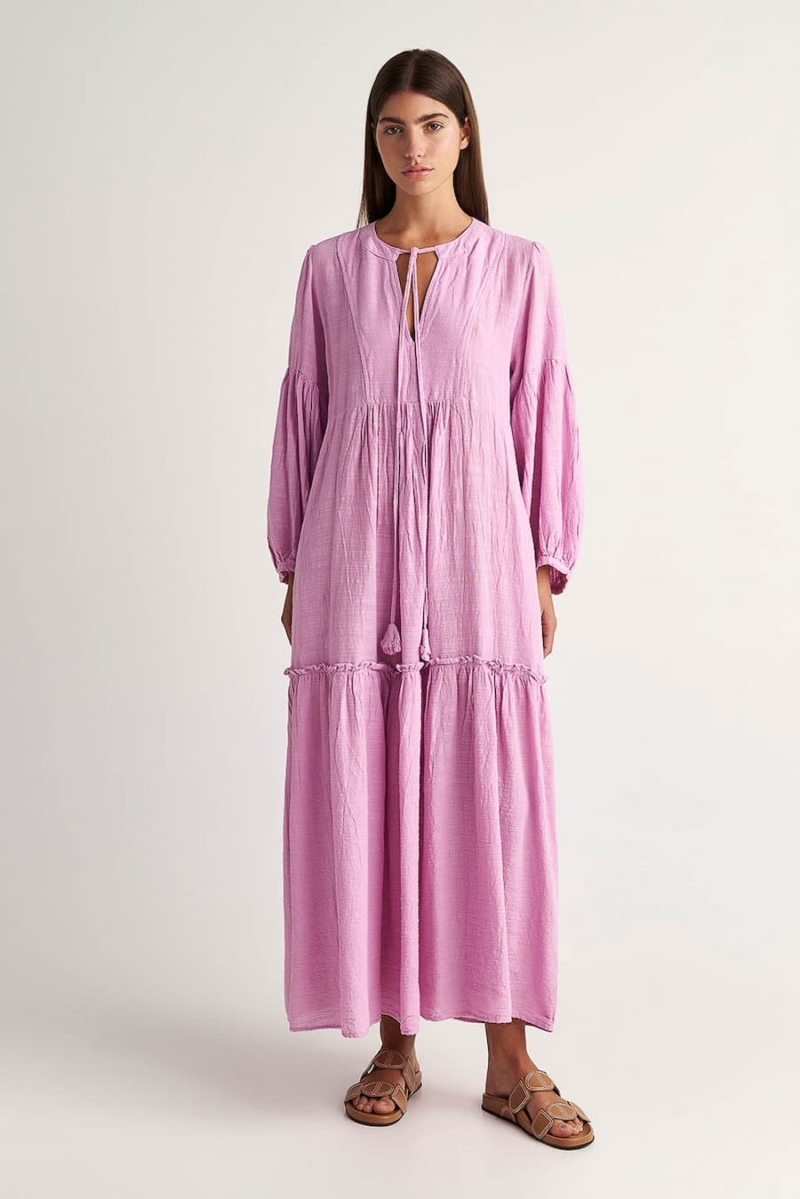 Pearl and Caviar Gauze Maxi Dress