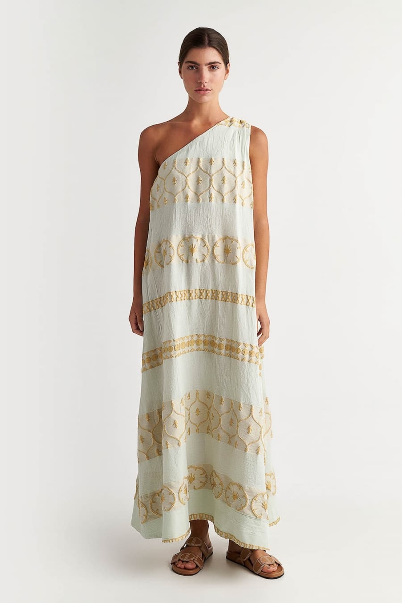 Pearl and caviar Zakar Maxi Dress Basiliko
