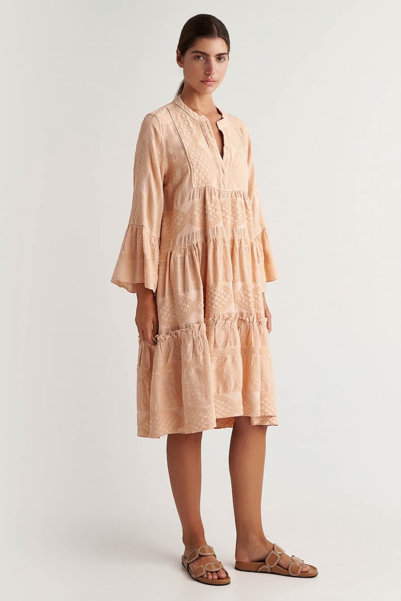 Pearl and caviar midi dress ydra monochrome