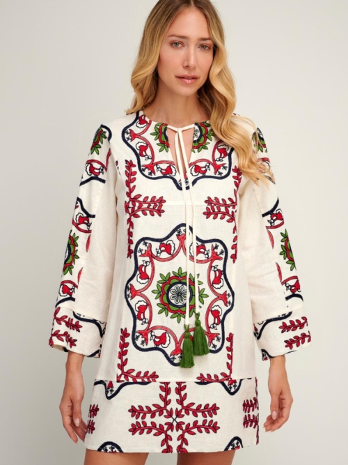Pearl & Caviar embroidered Tunic dress Samarina S25P1227