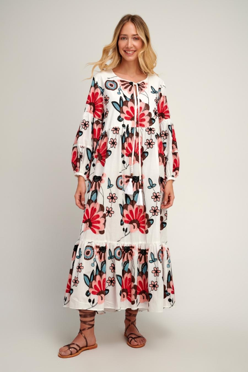 Pearl & Caviar embroidered maxi dress vereniki S25P1232