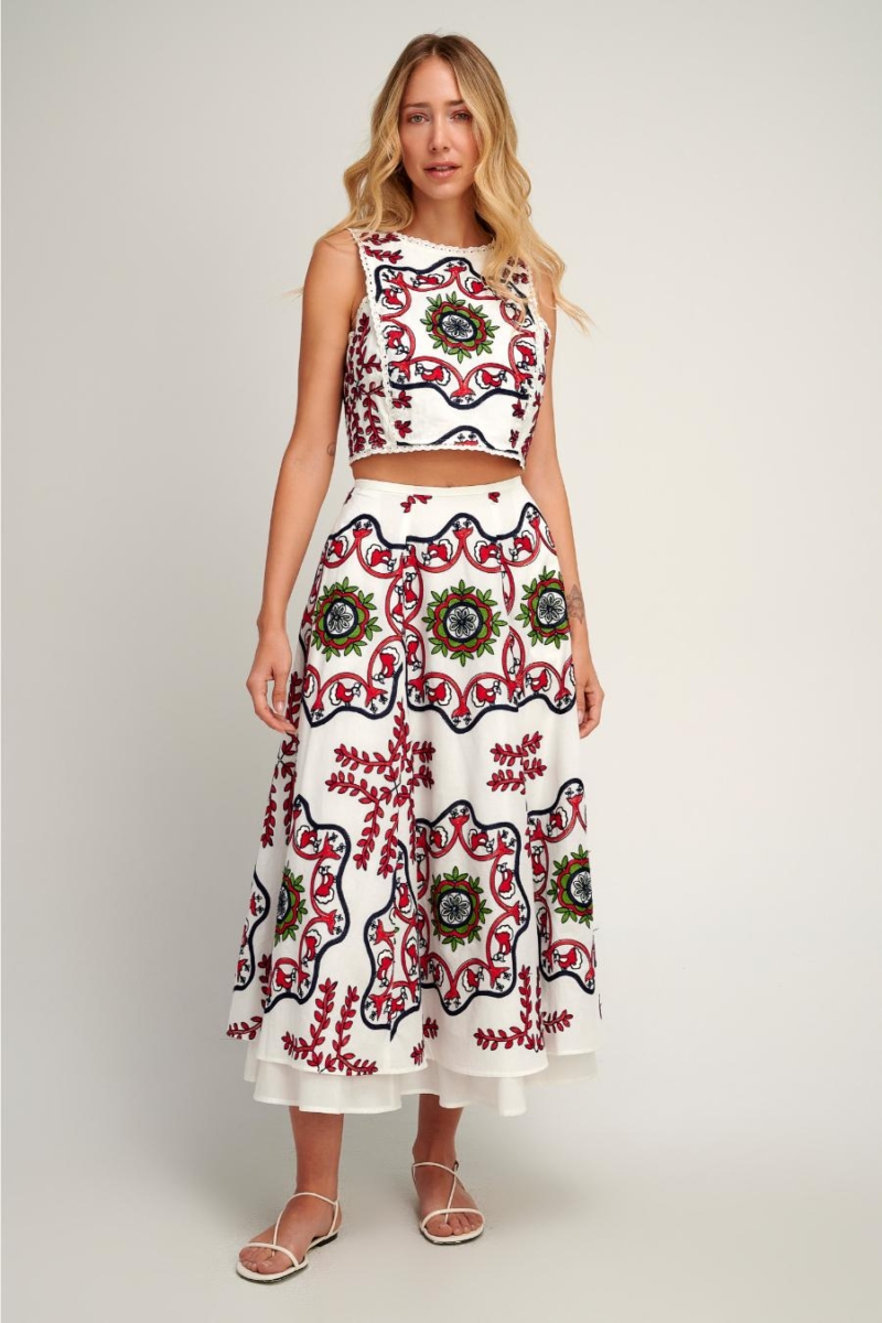 Pearl & Caviar embroidered skirt Samarina S25P1236