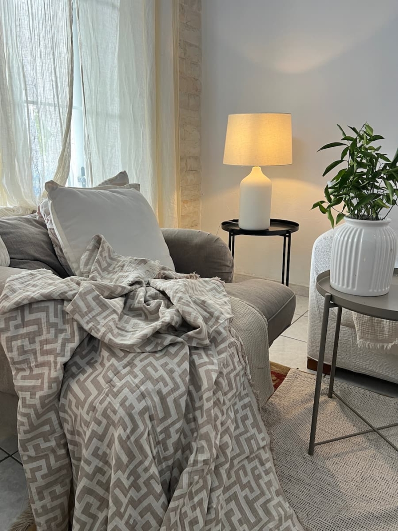 fouta throw lavirinthos taupe