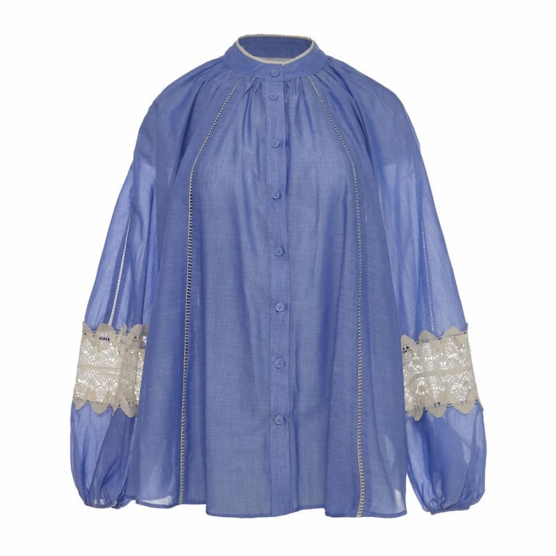 devotion twins secret cotton blouse with lace voile