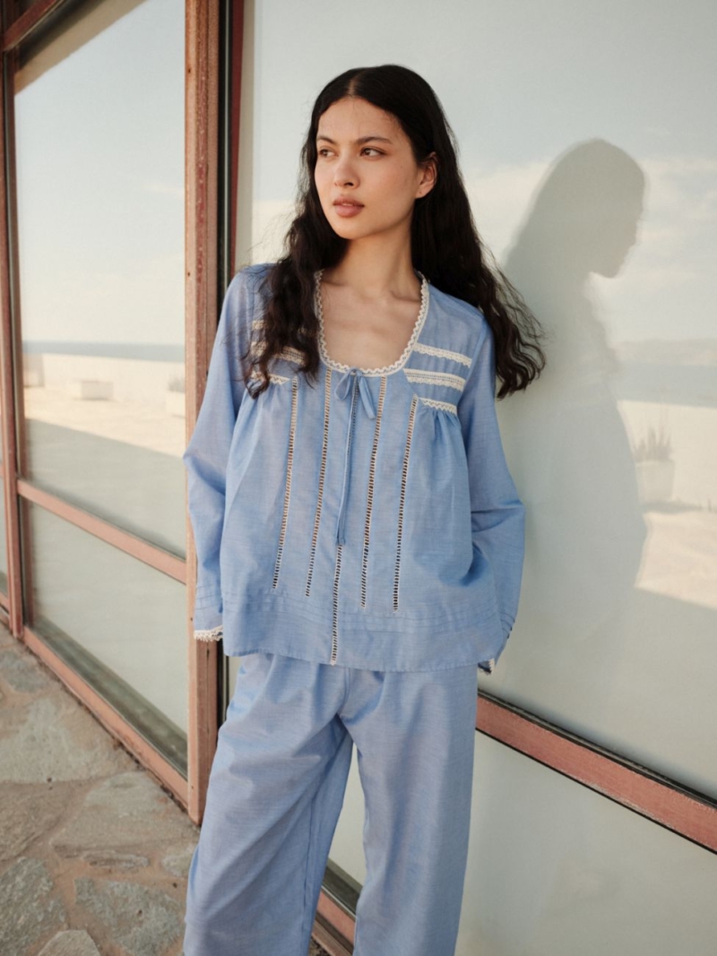 devotion twins sway cotton blouse with lace voile