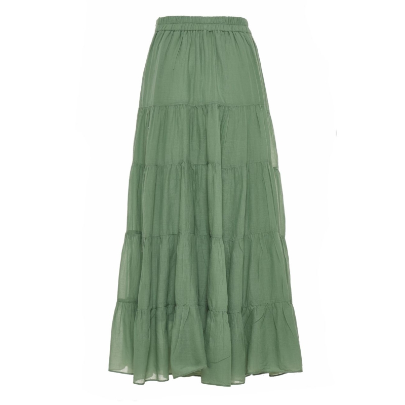 Devotion Twins Sage Voile Skirt tiered cotton boho skirt