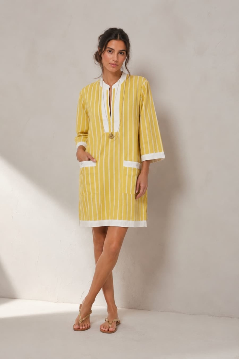 etoile coral short dress ydra yellow