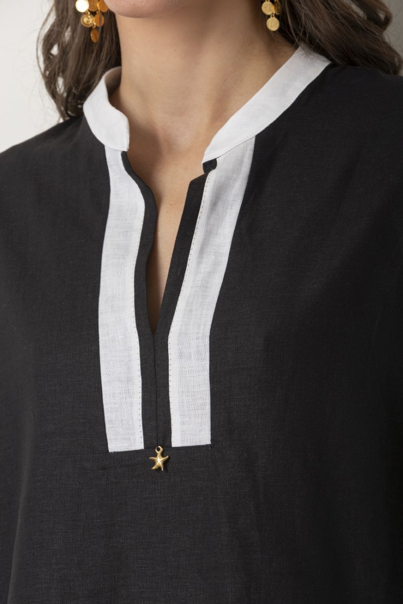 etoile coral ariadne black & white linen set