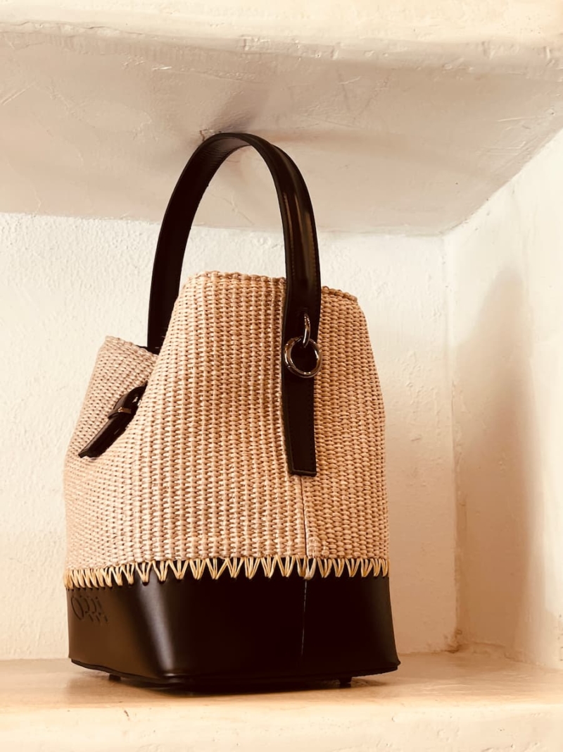 orra bag charm rafia leather