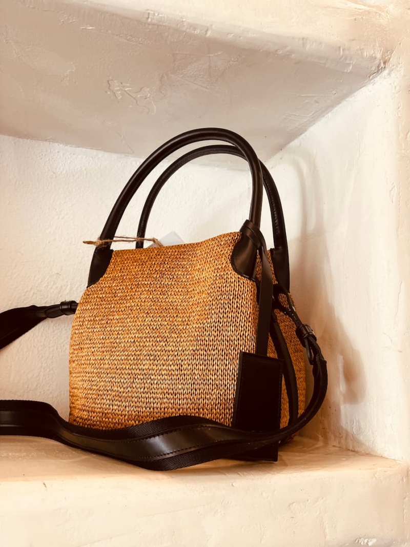 orra lona raffia leather bag – handcrafted raffia & leather tote bag