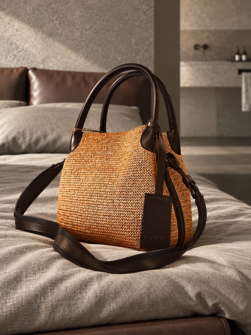 orra bag lona raffia leather