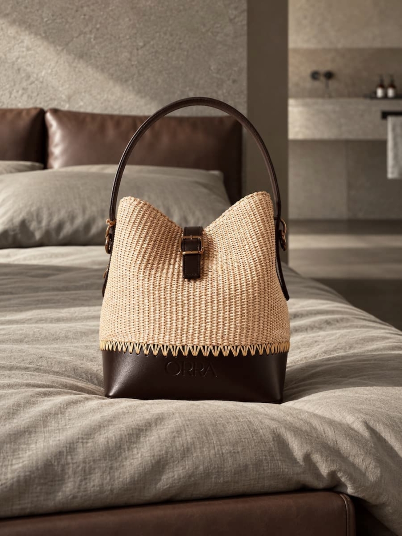 orra charm raffia leather bag – handcrafted raffia & leather