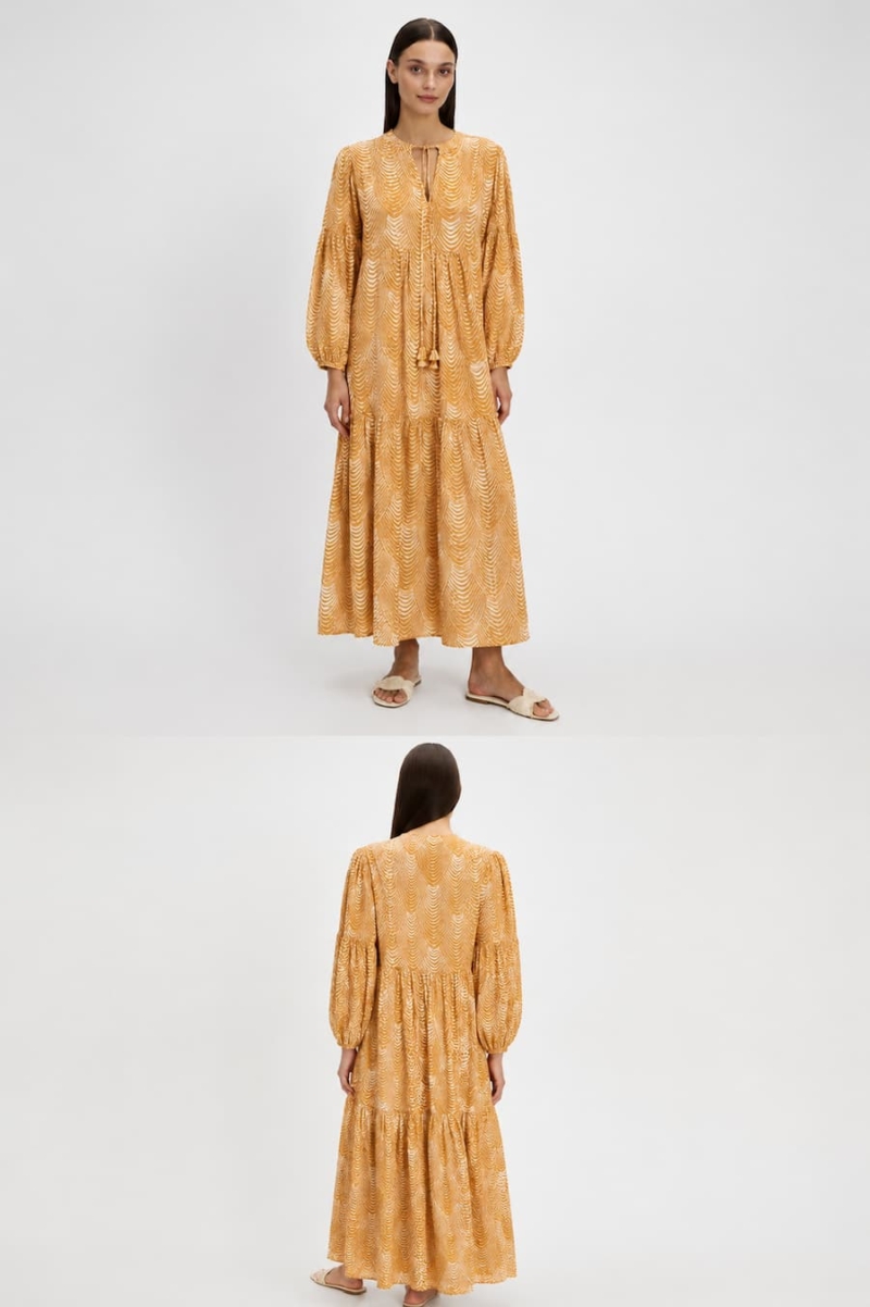 pearl and caviar long dress camel mermaid