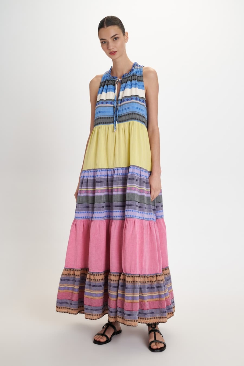pearl & caviar monastiraki sleeveless dress – multicolor maxi dress