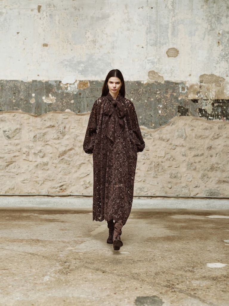 devotion twins blandine lace dress – chocolate brown