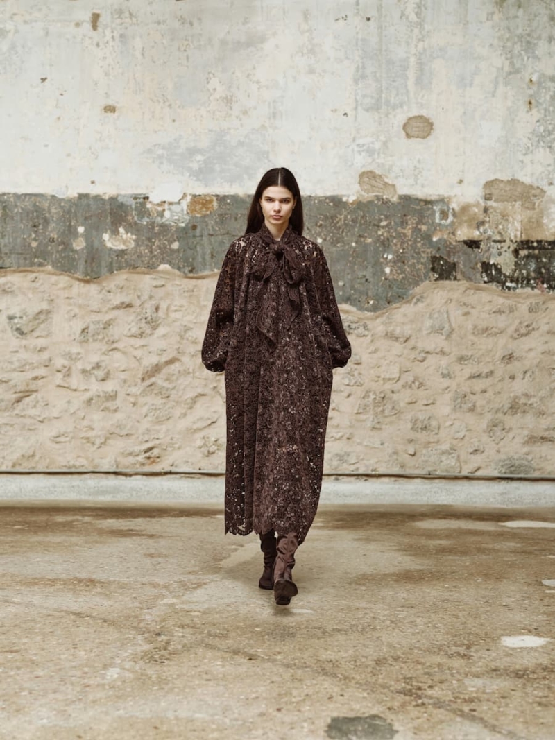 devotion twins blandine lace dress – chocolate brown