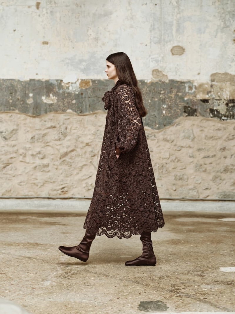 devotion twins blandine lace dress – chocolate brown