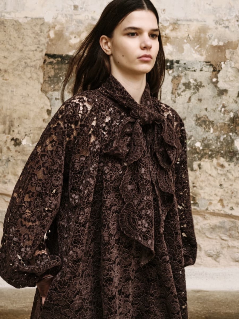 devotion twins blandine lace dress – chocolate brown
