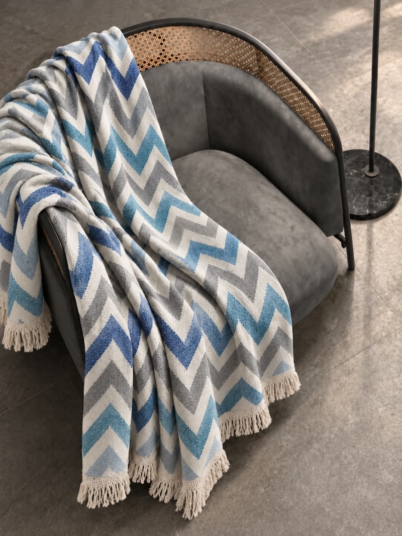 fouta blanket blue waves