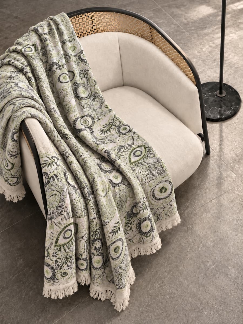 fouta blanket epos green grey