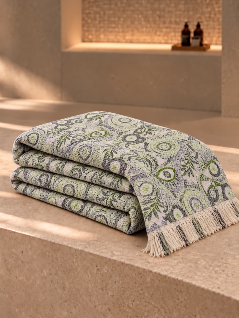 fouta blanket epos green grey
