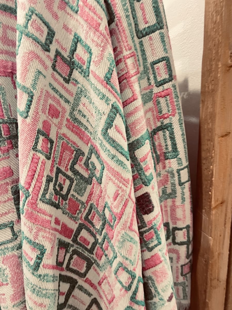 fouta blanket tetris green pink