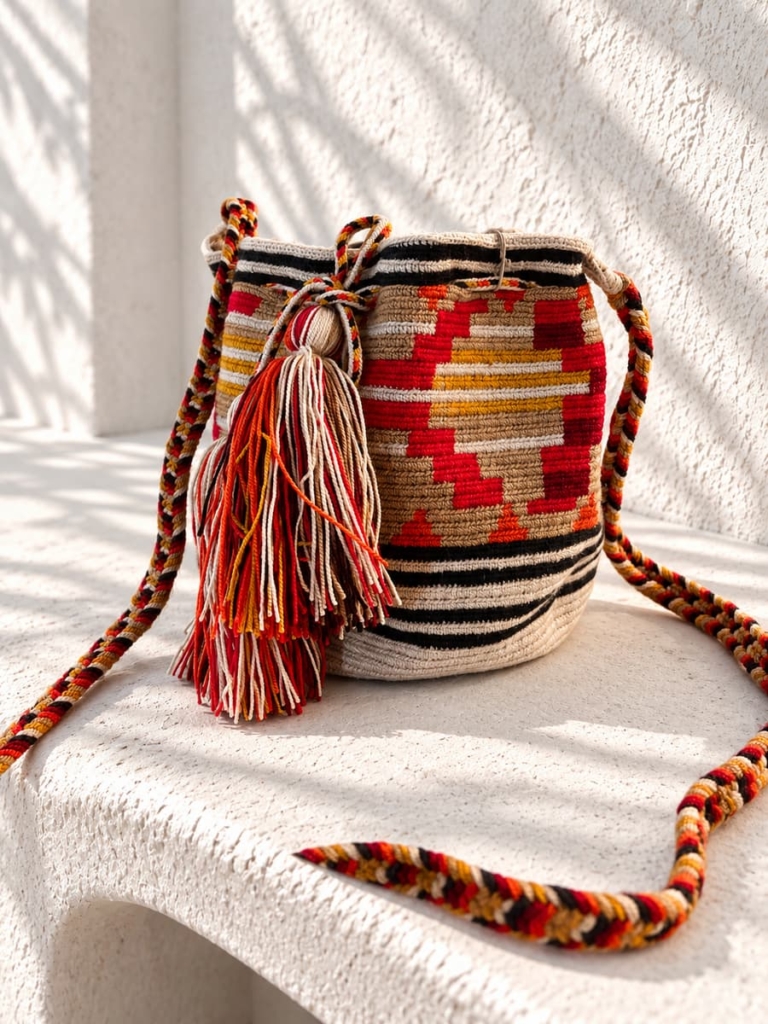 guanabana crossbody bag m easel toast & red