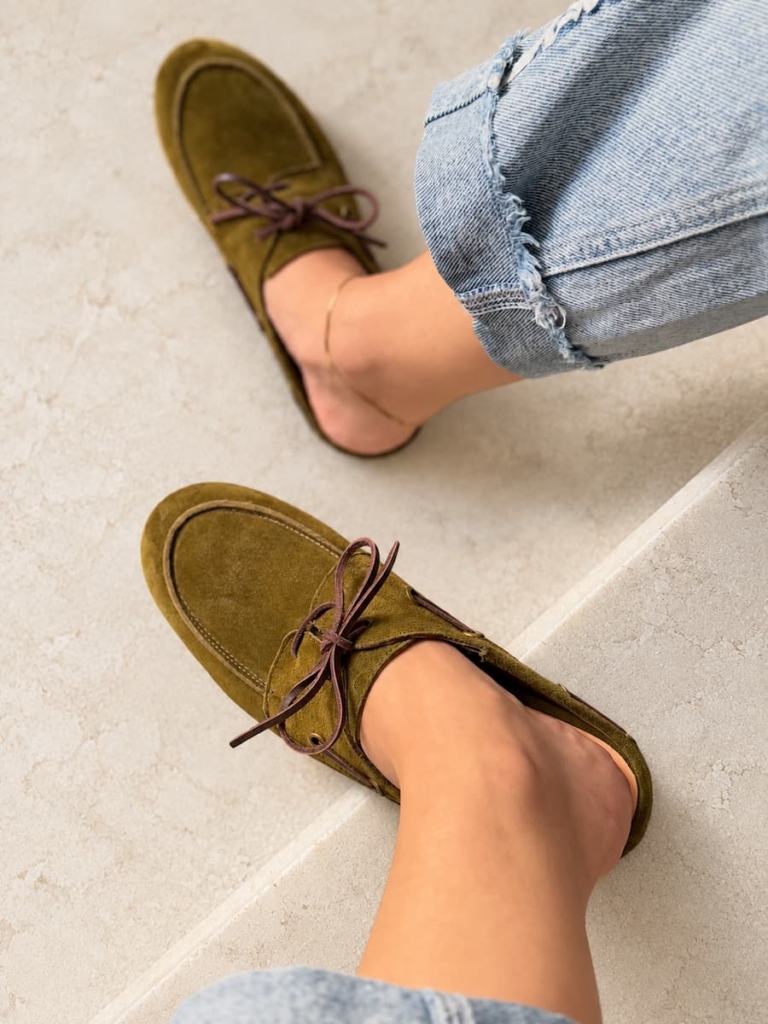 sofia mules olive suede